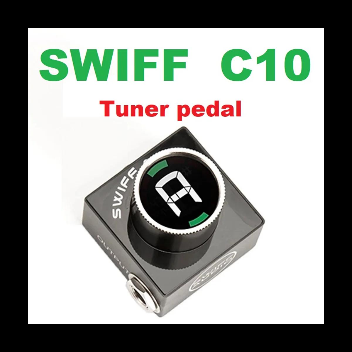 SWIFF C10 미니 오디오 페달 튜너, 크로매틱 기타 베이스 튜닝용, HD LED 디스플레이, 조정 가능한 A4 범위 값, 430-449Hz
